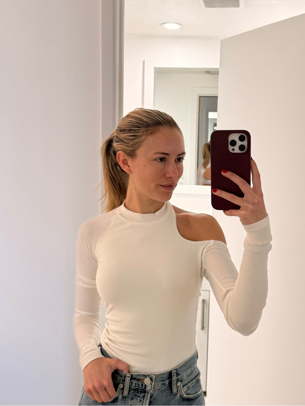ALIX NYC White Long Sleeve Bodysuit